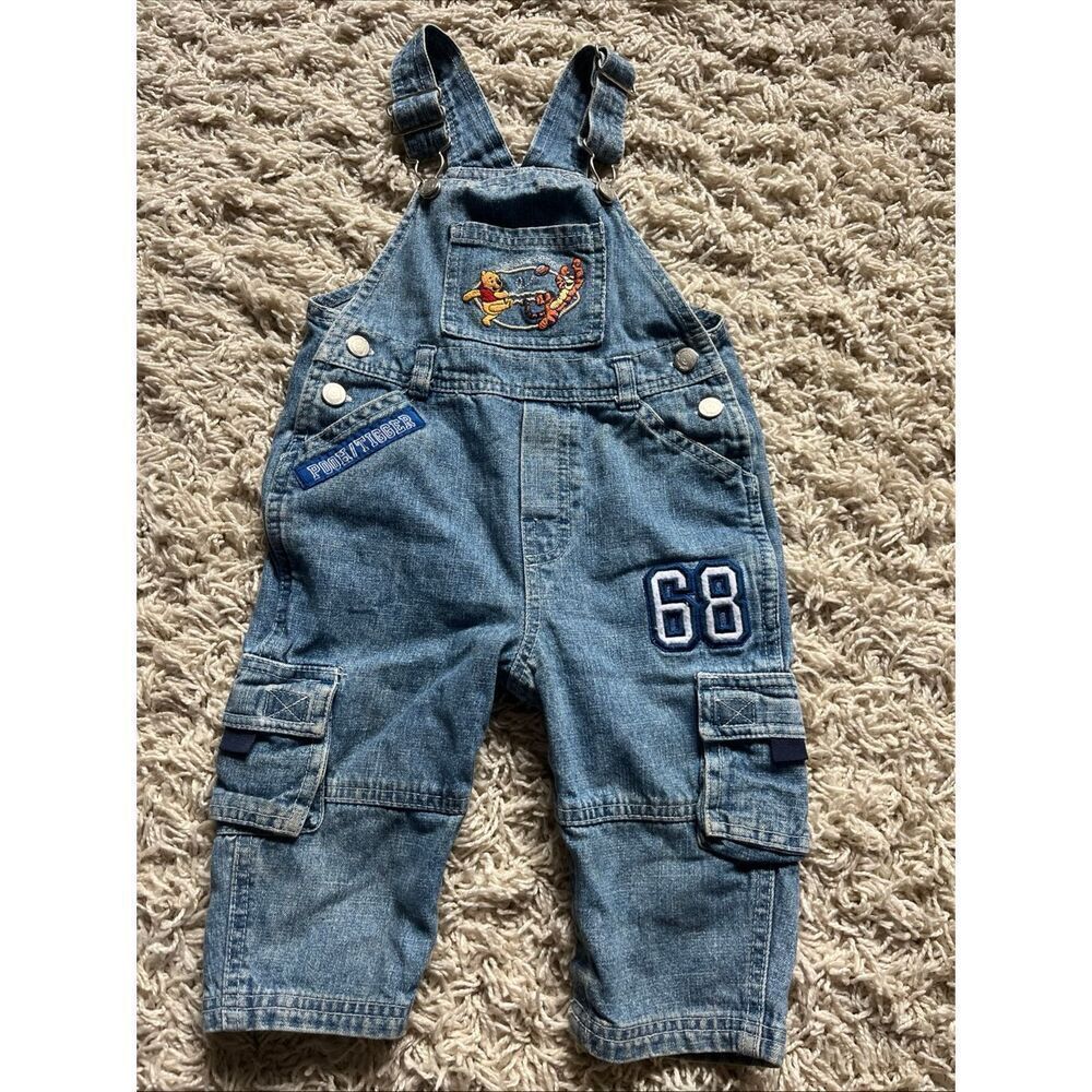 Vintage Embroidered Winnie The Pooh Tigger Overalls  18M Denim Football 68